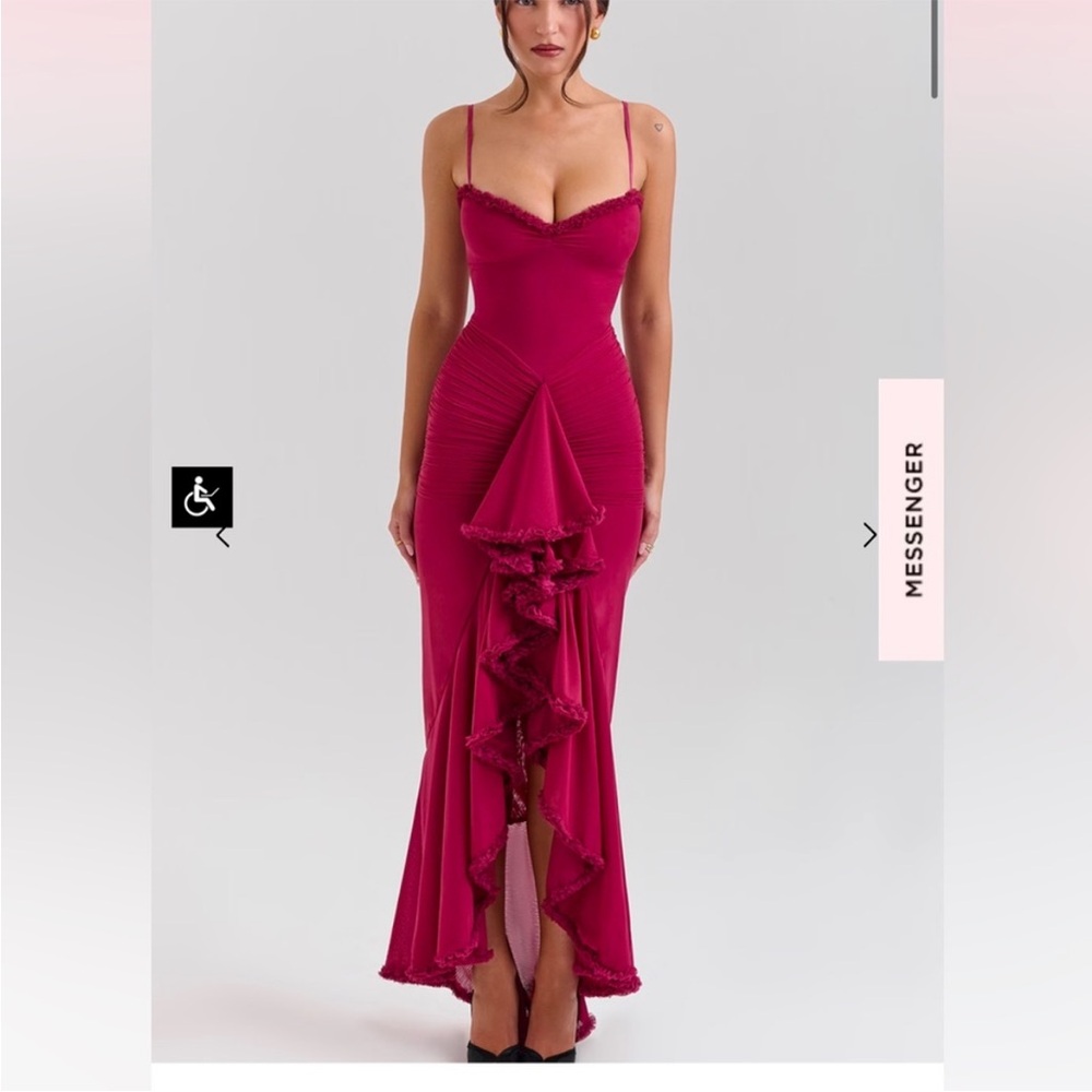 House of CB Gabbi Ruffle Mesh High-Low Cocktail Dress